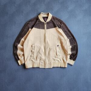 Vintage Y2K Argylculture by Russell Simmons Brown Cream Track Jacket XXL